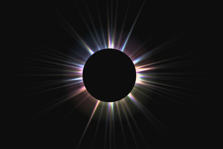Eclipse solar total com coroa solar.