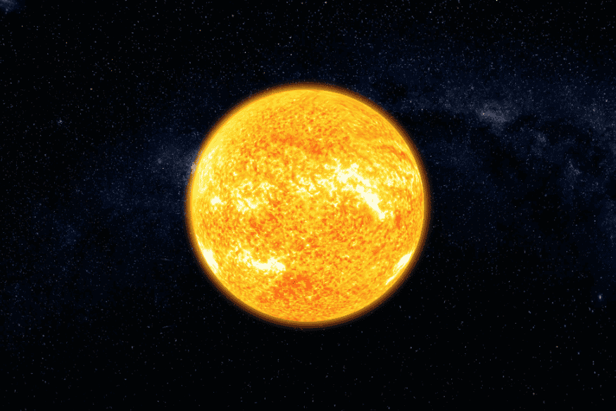Representação digital do Sol com sua coroa brilhante.